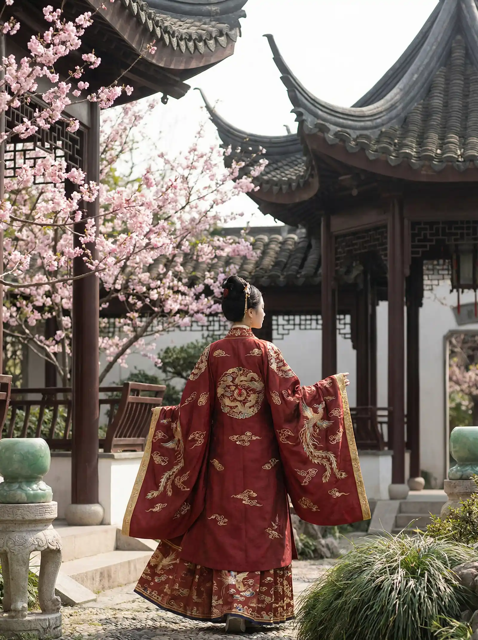 我们在线观看免费完整版影院 明制汉服红色凤凰刺绣